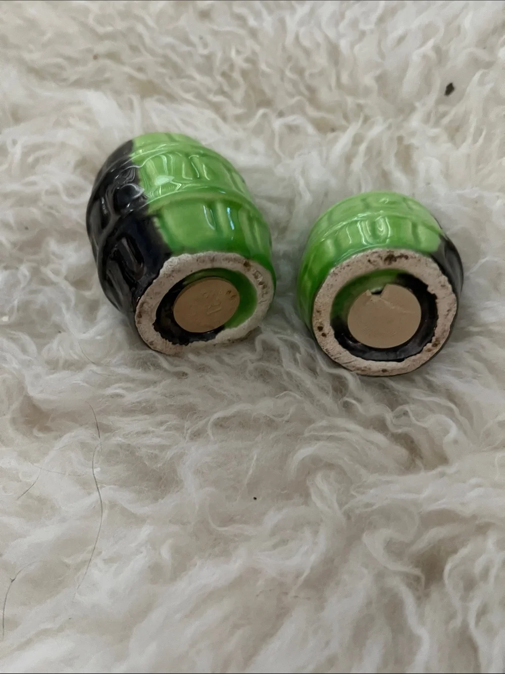 Green & Black Ceramic Barrel Salt and Pepper Set
